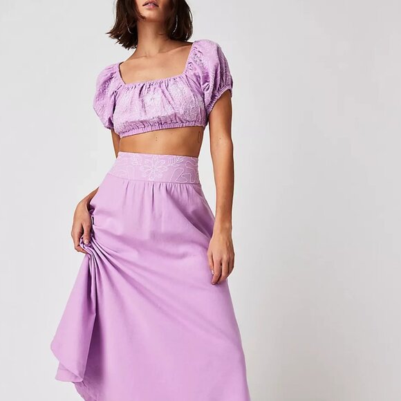 new Free People 2-PIECE Lotus Maxi Skirt AND Top Set 100% COTTON 252 - Picture 3 of 9